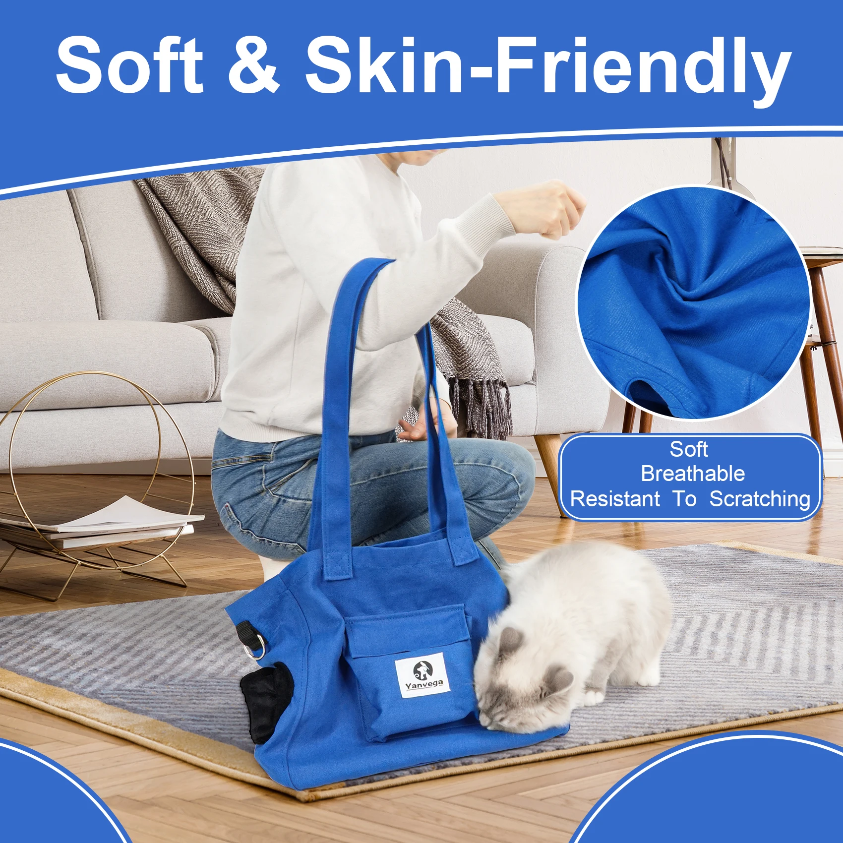 Yanvega Cat Carrier Bag Pouch Carrier Pet Supplies, Cat Sling Carrier Storage Pocket Adjustable Crossbody Strap Up To 11 lbs image 4