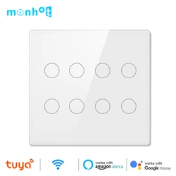 Tuya 4x4 WiFi Smart Switch 4/6/8 Gang Brazil Touch Sensor Panel Light Switch Voice Control Work for Alexa Google Home AC110-220V