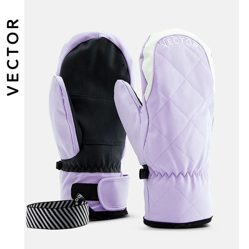 Extra Thick Women 2-IN-1 Mittens Ski Gloves Snowboard Men Snow Winter Sport Warm Waterproof Windproof Skiing Faux Leather Plam