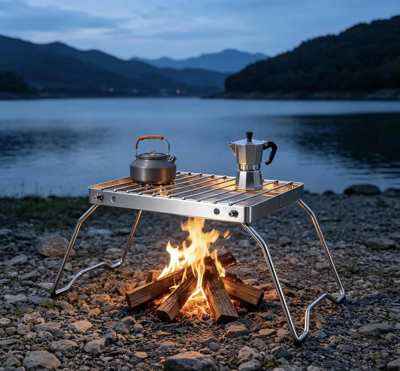 Outdoor Stainless Steel Stove Holder Camping Portable Folding Mini Barbecue Rack Pot Holder Baking Tray Holder