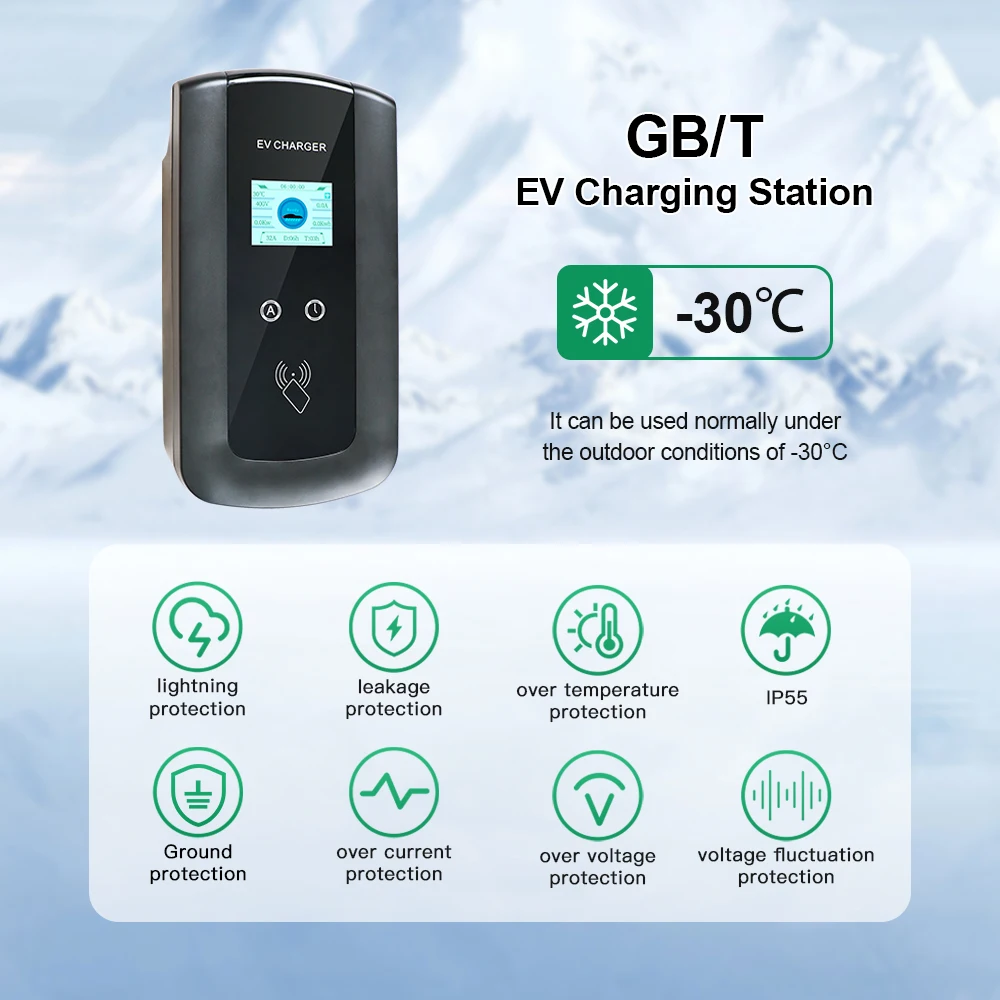 Chiefleed GBT Wallbox Station 16A 11KW 32A 7.2/22KW With RFID APP WIFI Bluetooth Remote Timer Charge 200V~450V Fit GBT Brand Car