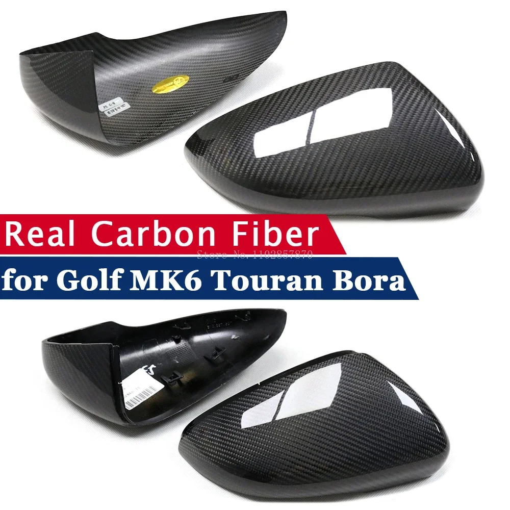 

Rearview Mirror Cover for Volkswagen Golf MK6 11-15 Touran 13-15 BORA Real Carbon Fiber Side Mirror Shells Frame Case Protector