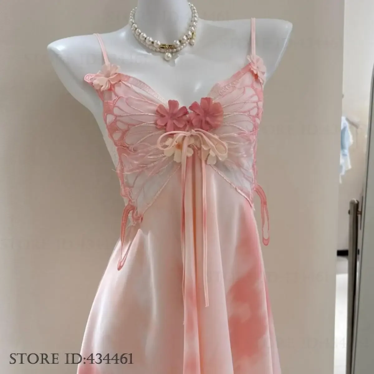 الجنية قزم الحمالة ثوب النوم الملابس الداخلية مثير فراشة الدانتيل قميص النوم باس النوم ملابس المنزل الصيف ملابس نوم نسائية جديدة #2