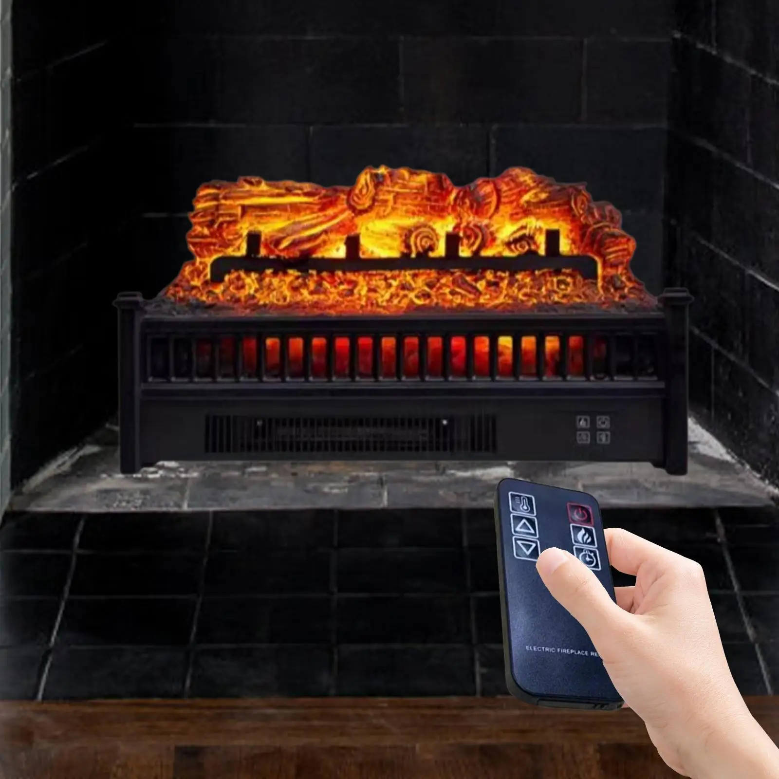 Electric Fireplace Timer Function Ornament Realistic Flame Effect Simulation Firewood for Bar Living Room Indoor Home Bedroom