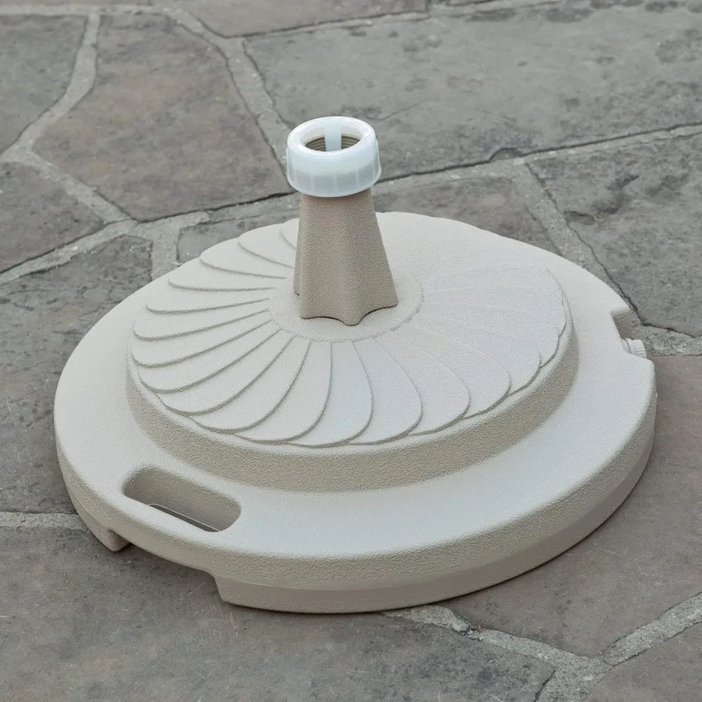 

Durable Rust Free Molded Resin, Commercial Patio Umbrella Base, 95lbs Holding Force, 22"D & 13"H, White, Customized