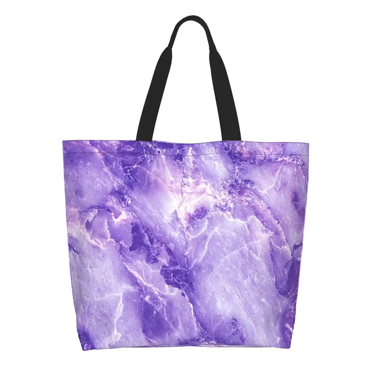 MARBLE - PURPLE Shopping Tote Bag Canvas Large Capacity Shoulder Bags Shopper Grocery Handbag for Women