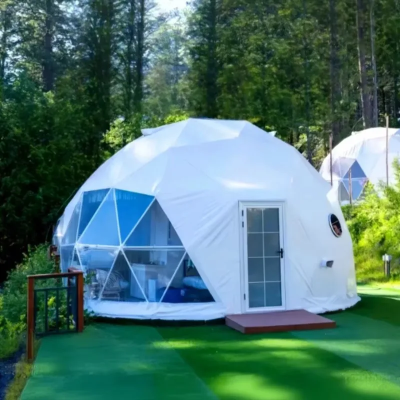 Forest Camp Hot Sale Steel Geodesic Dome Tent Waterproof Transparent Star View Bubble House Glamping Resort Accommodation