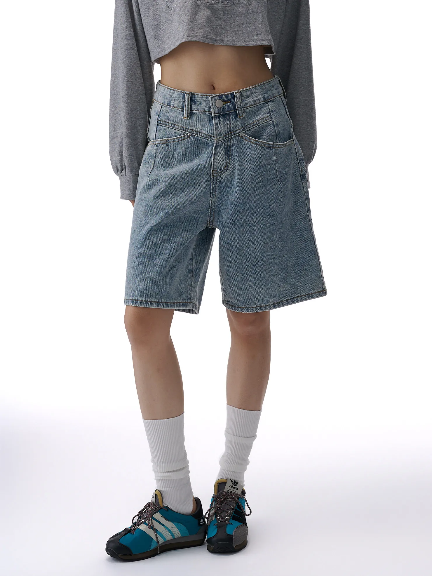 ZHISILAO New High Waist Knee Length Denim Shorts Women Vintage Casual Chic Jeans Shorts Summer 2026