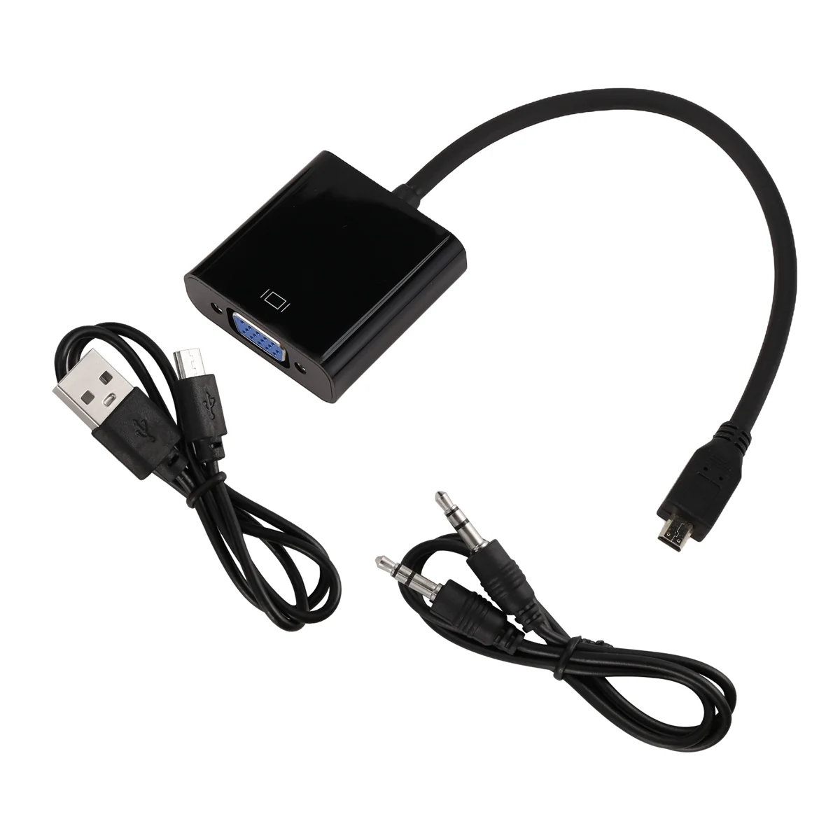 Micro- to VGA Adapter Cable 1080P Video Converter with Audio Jack USB Power Cable for Camera 4