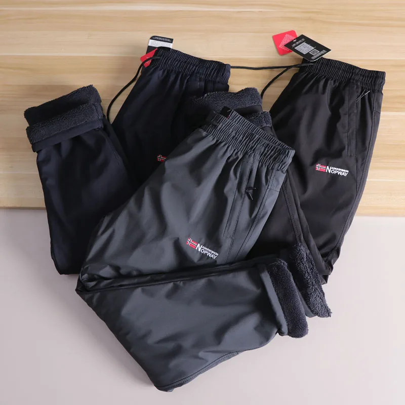 

Скандинавские уличные зимние мужские брюки из прямого хлопка с подкладкой Thiened Fce, ветрозащитные водонепроницаемые повседневные брюки