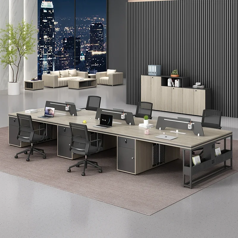 Simple modern staff table and chair four people 8/6 people office card seat station finance table