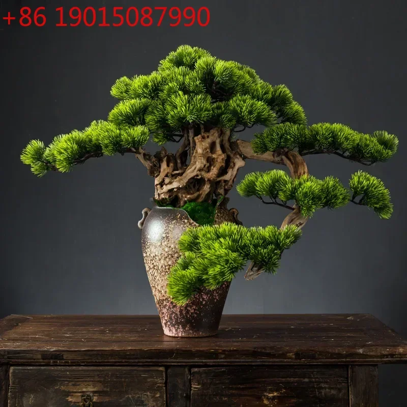 

Simulation plant bonsai welcome pine ornament desktop zen retro bottle fake tree potted hotel new Chinese decoration