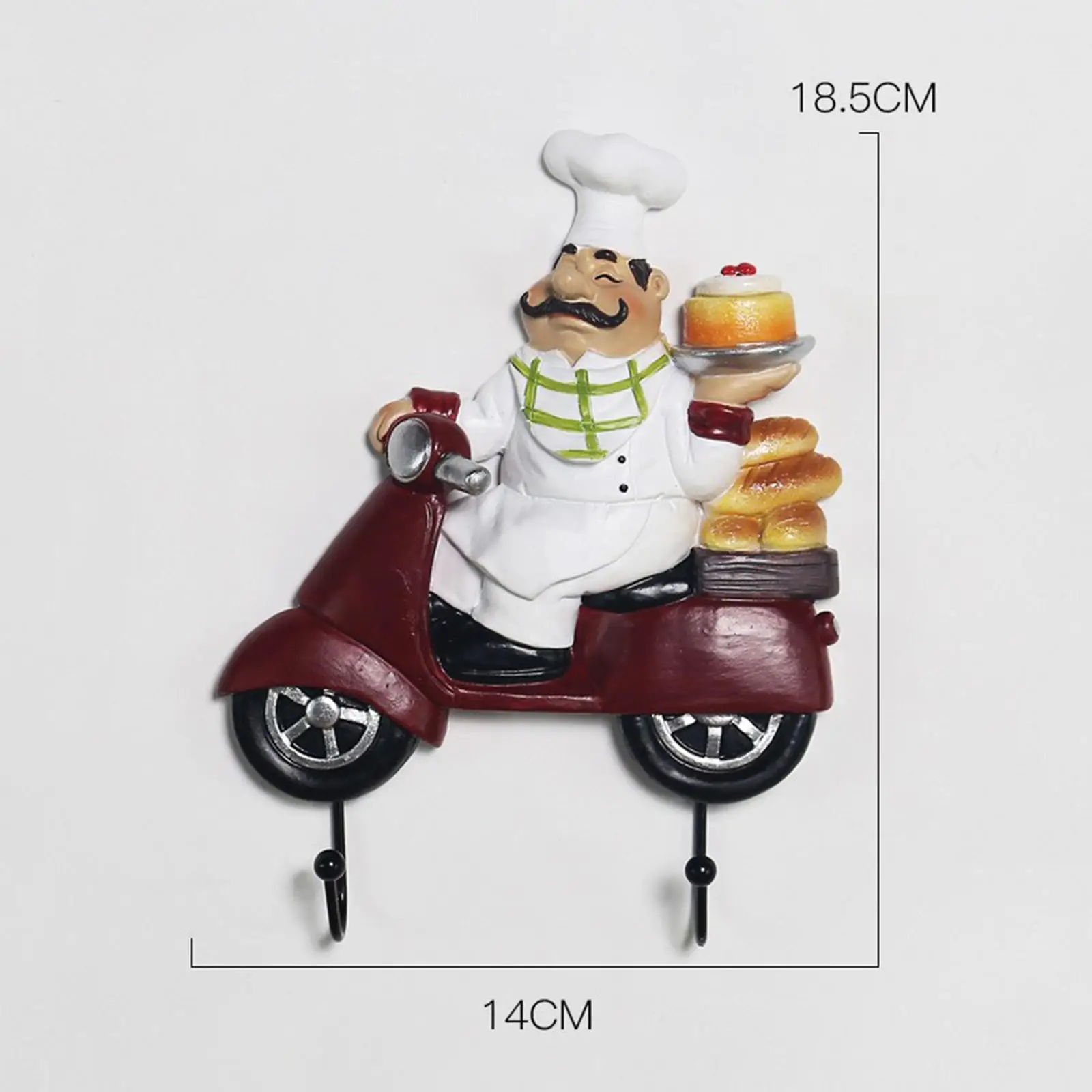 Chef Figurine Wall Hook Decorative Utility Hook Wall Hanger Wall Mount Rack Hook for Oven Gloves Caps Coats Hats Living Room