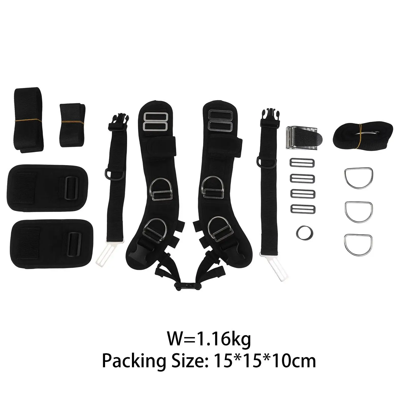 Adjustable Diving Harness Diving Backmount Harness Comfortable Shoulder Pad Secure Equipment Fixing Stainless Steel Components