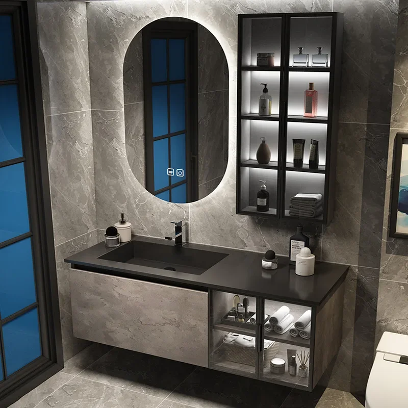 Luxury Bathroom Vanity with Ceramic Washbasin Solid Wood Bathroom Cabinet with Sink Mirror Toilet Washbasin Bathroom Furniture