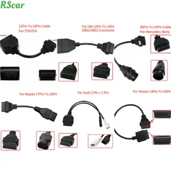 Najnowszy Adapter do Toyota/Audi/GM/Mazda/Nissan/BENZ 38/22/14/12/17Pin do OBD2 16Pin Adapter złącza OBDII żeński kabel naprawczy