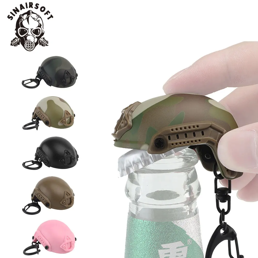 Tactical Fast Helmet Model Keychain Key Ring Mini Portable Bottle Opener Keychain Backpack Charm Civilian Fan Accessories