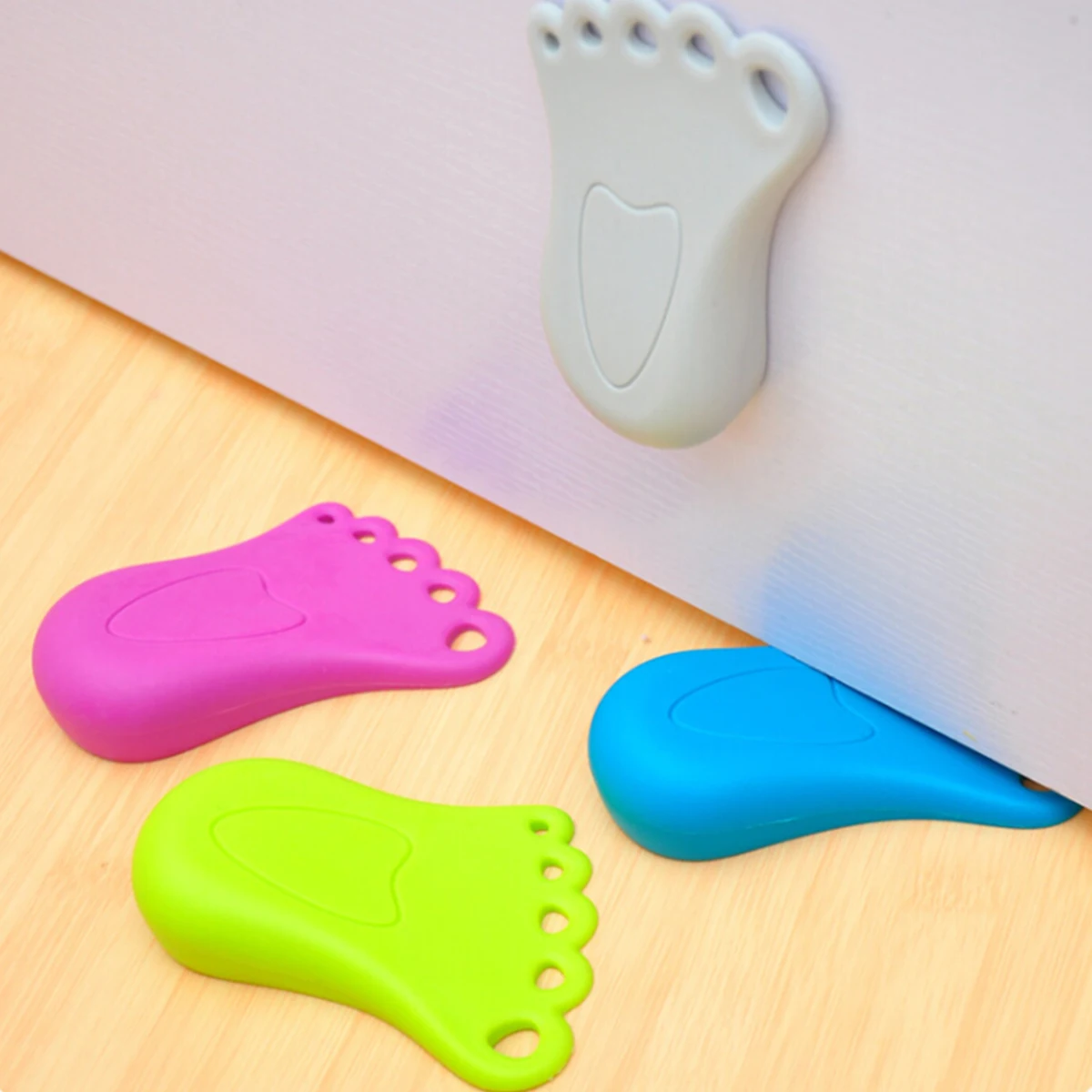 

2pcs Rubber Door Stopper Windproof Floor Doorstop Anti-Pinch Hand Shield Tpr Waterproof Wear-Resistant Safe For Kids Decorative