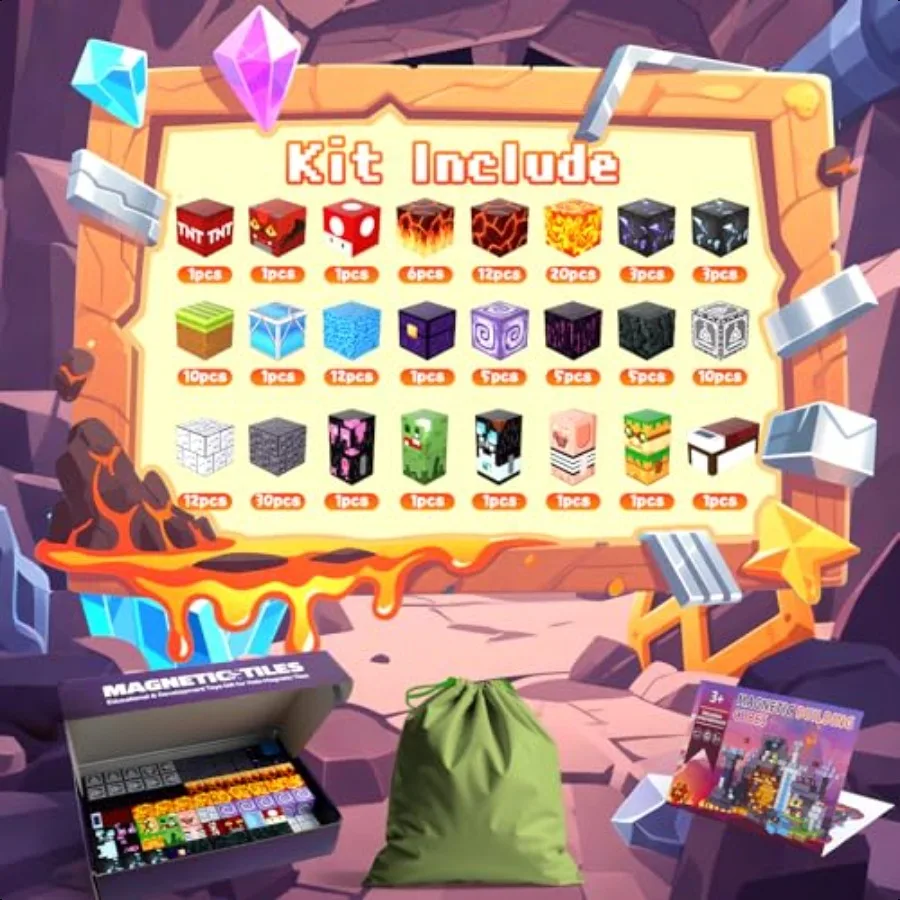 150 pçs blocos magnéticos jogo magnético brinquedos de construção 1 polegada empilhamento bloco cubo com ímã construção presente para idades 48 learni