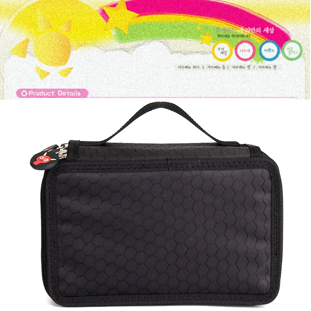 

32 Slots Pencil Bag for Colored Pencils Watercolor Gel Pens and Thin Markers Easy Carry Black Pen Bag 32 Slot Pencil Case