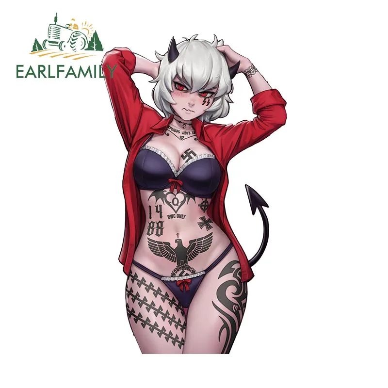 

EARLFAMILY 13cm x 7.6cm for Malina Helltaker Blacked Tattoo Fanart Car Sticker Creative Caravan Decal NSFW Sexy Car Accessories