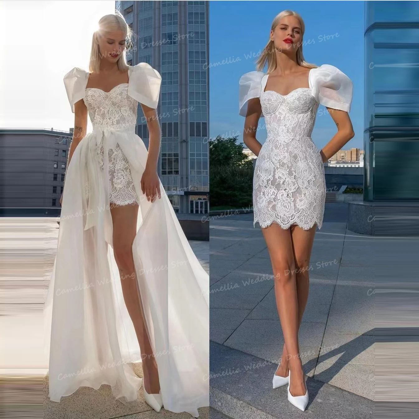 BO00-Robes de mariée élégantes pour femmes, ligne A, appliques sexy, 2 en 1, dentelle dos nu, patients en tulle, quel que soit le modèle formel, éducatif, 2024