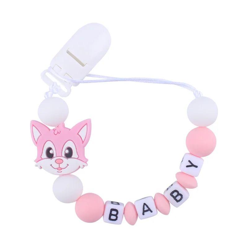 الطفل مخصص هوة كليب شخصية اسم سلسلة سيليكون حبة الدمية الحلمة حامل لعبة التسنين مضغ هدية قلادة للهايات