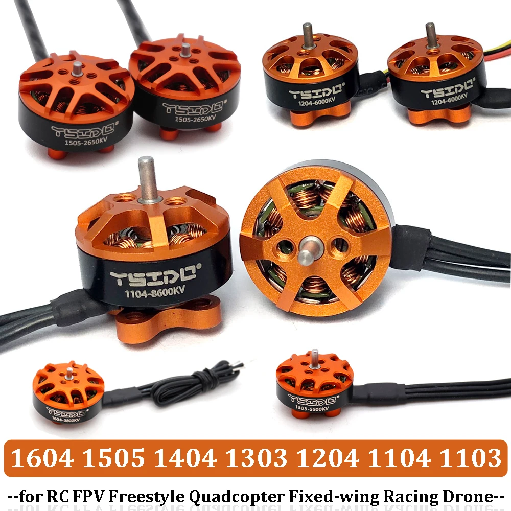 YSIDO 4PCS Brushless 1604 1505 1404 1303 1204 1104 1103 Motor for RC FPV Freestyle Quadcopter Fixed-Wing Racing Drone DIY Parts