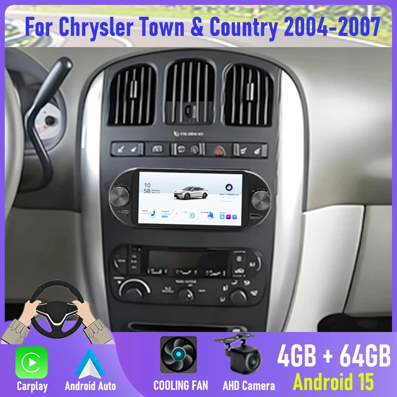 

6.8'' 4+64GB For Chrysler Town & Country 2004-2007 Car Radio Wireless Apple CarPlay Android Auto GPS BT FM WiFi Reversing Camera