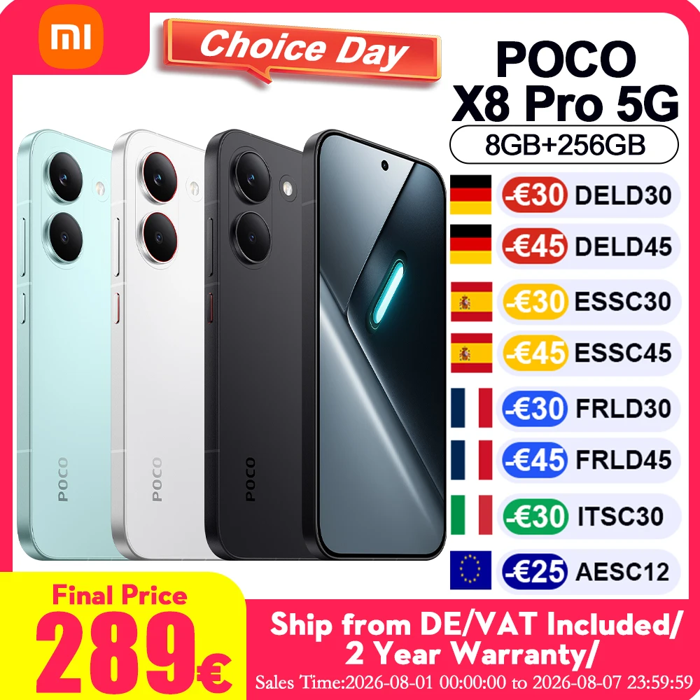 Global Version POCO X8 Pro Mobile Phones 100W HyperCharge 27W Reverse Charging 6.59'' Immersive View 50MP High Resolution Smartphone