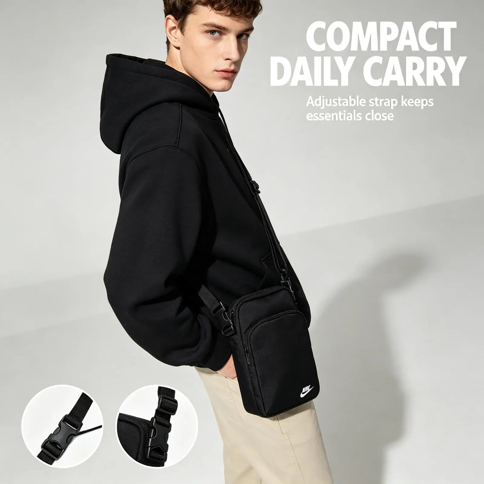 Nike Men's And Women's Shoulder Bags, Outdoor Casual For Couples, Fashionable Travel Portable Crossbody Bags Db0456-010