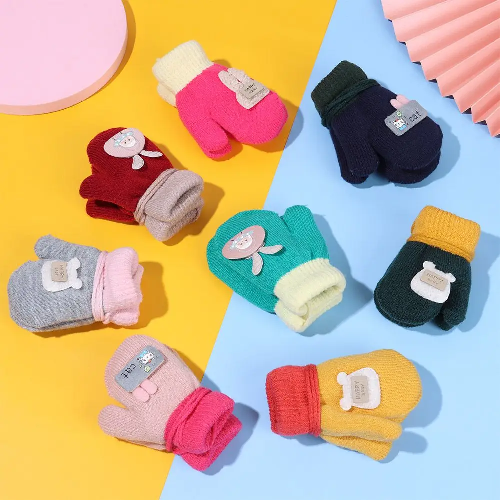 

Thicken Mittens for Children Kids Mittens Winter Cute Knitted Gloves Toddler Warm Rope 1-6Years Boy Girl Baby Hand Gloves