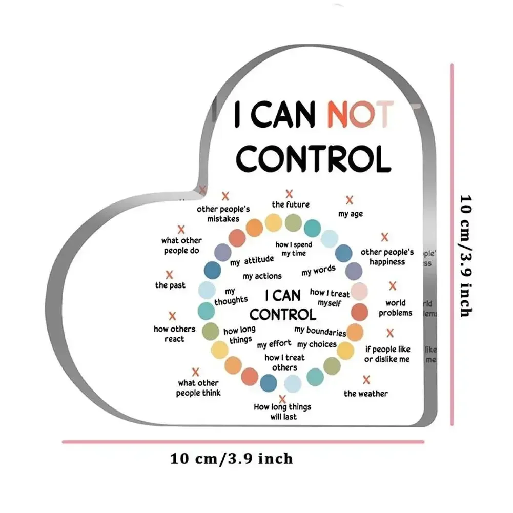 I Can and Cannot Control Circle Heart Acrylic Plaque Mental Health Therapy Office Desk Decor