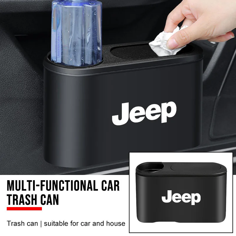 

Подвесной автомобильный мусорный бак с эмблемой, аксессуары для Jeep Wrangler Grand Cherokee Compass Renegade, колпачки для ниппелей шин