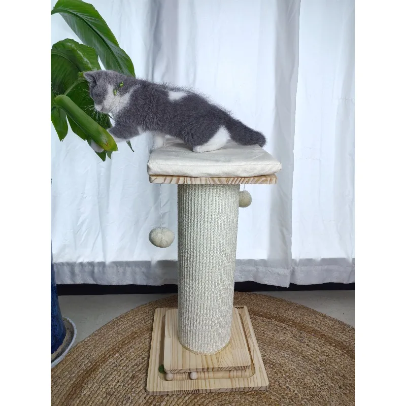 Luxury kitten tree with interactive pom-pom modern environmentally friendly wooden sword hemp exquisite workmanship