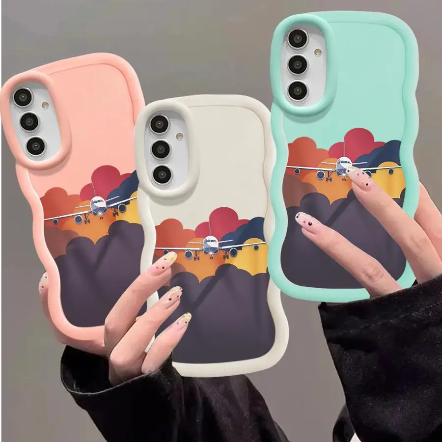 Plane On Colorful Clouds Phone Cover Case for Samsung Galaxy A17 A12 A30 A16 A05 A13 A50 A73 A15 A04 A11 A20 A14 A03 A26 A34