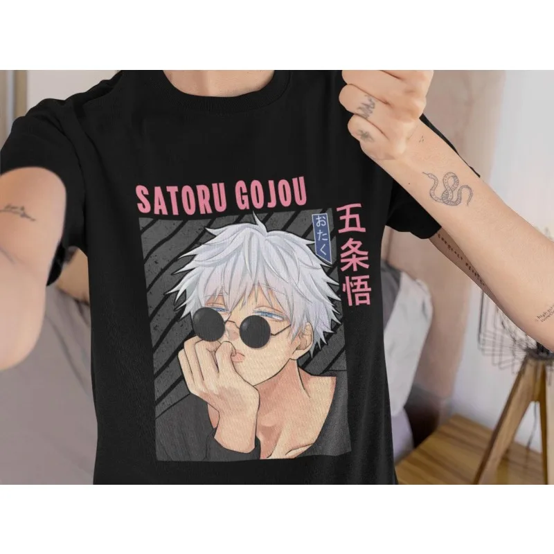 Gojo satoru jjk jujutsu kaisen camiseta anime mangá presente para amigos presente para fãs de anime presente engraçado design exclusivo camisa unissex