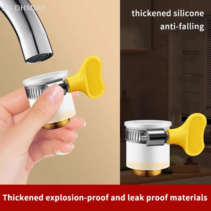 

Water Tap Connector Thick Brass Threaded Adapter Tap Adapter Water Faucet Extender Adjustable Yellow Plastic Handle Hand Twist