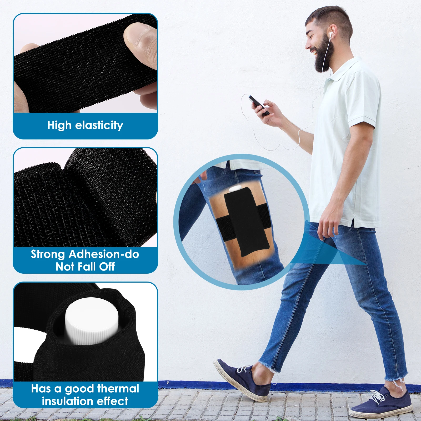 14-częściowy zestaw do testowania moczu z 2 pustymi butelkami, 10 paskami testowymi do pomiaru temperatury, opaskami na nogi i etui Oxford do użytku domowego.