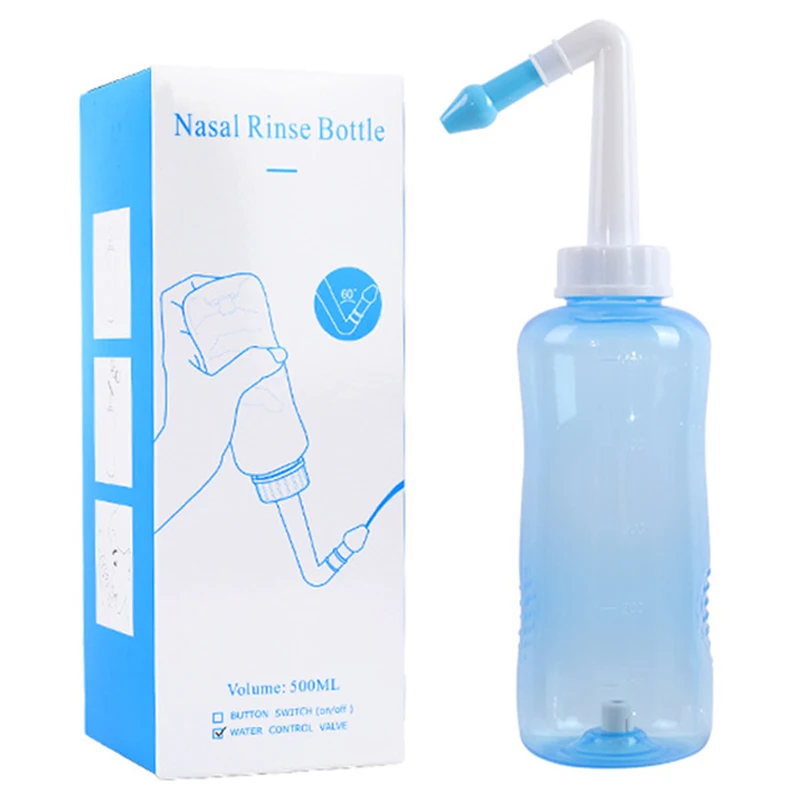 Irrigador Nasal de 300-500ML, botella de enjuague Nasal, limpiador de lavado Nasal, Protector de nariz para evitar la rinitis alérgica, adultos y niños Neti