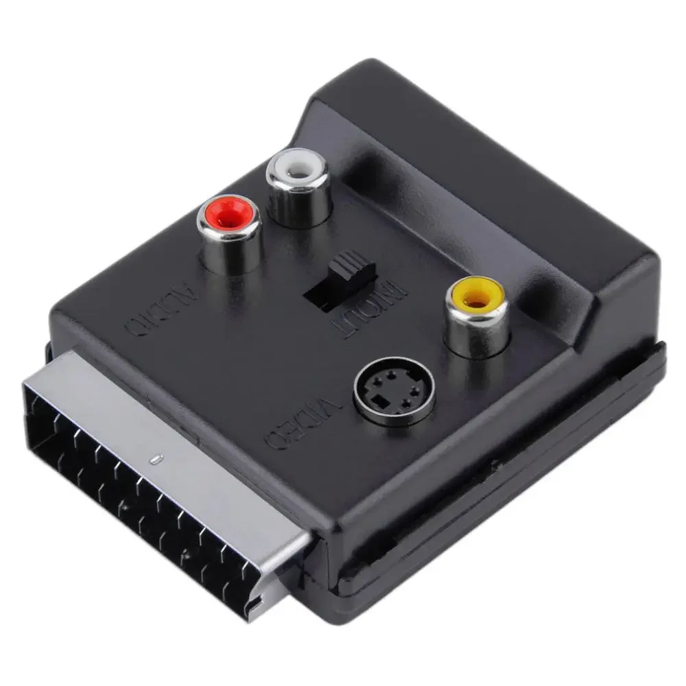 Newest Switchable Scart Male To Female S-Video 3 RCA Audio Adapter Convector