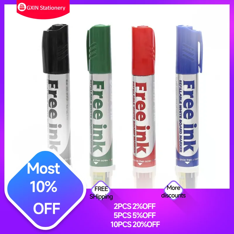 GXIN G218 10Pcs Erasable Whiteboard Refilled Pens Dry Eraser Marker For Offices Stationery Meeting School Use for Classroom