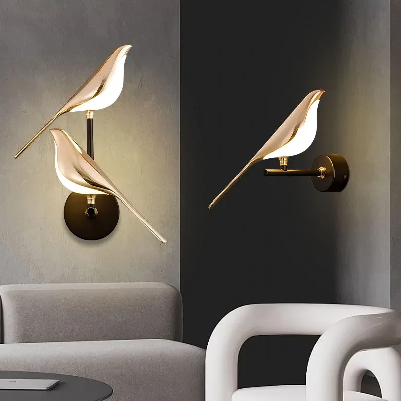 Imagem -03 - Criativo Lucky Bird Led Wall Light Rotação 360 ° Moderno e Simples Bedlight Iluminação de Decoração para Casa