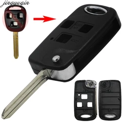 Jingyuqin Remote Car Shell Folding Flip Key Case Fob 3 Buttons For Toyota Celica Avensis RAV4 Prado Camry TOY43 Replacement