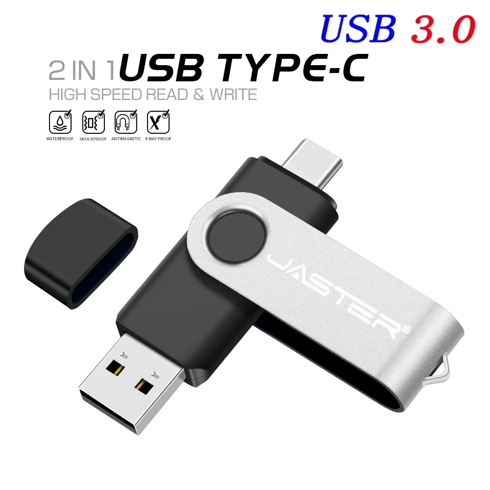 

TYPE-C USB 3.0 Flash Drive 64GB Rotatable OTG Pen Drive 32GB Free Key Chain Memory Stick for Mobile Phone Pendrive High Speed