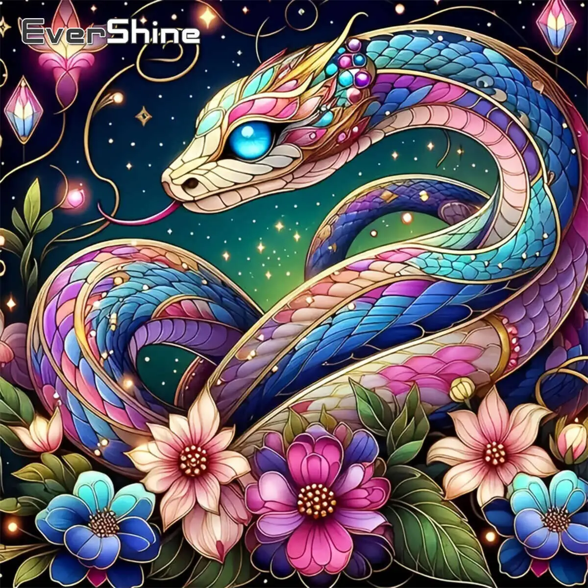 Evershine DIY Diamant Stickerei Schlange Tier Bild Strass Diamant Mosaik Blume Malerei Cartoon Wohnkultur