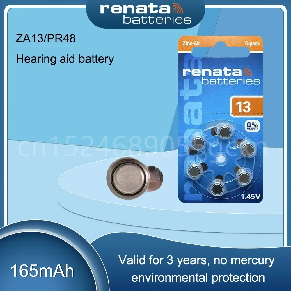 Renata Hearing Aid Batteries 145V A13 13A e13 ZA13 13 PR48 New production date and original Battery