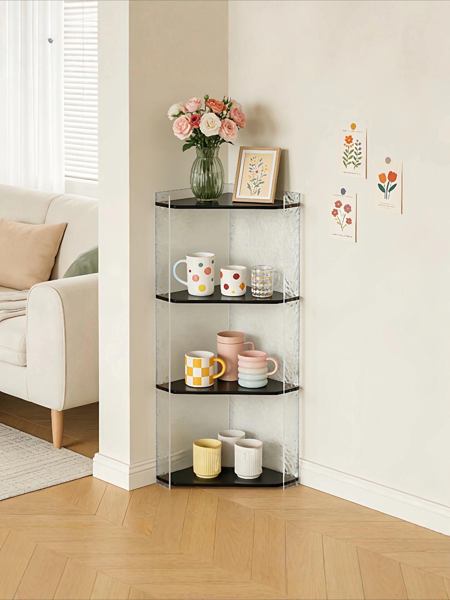 Acrylic Triangle Shelf Corner Corner Cabinet Living Room Bedroom Corner Wall Cabinet