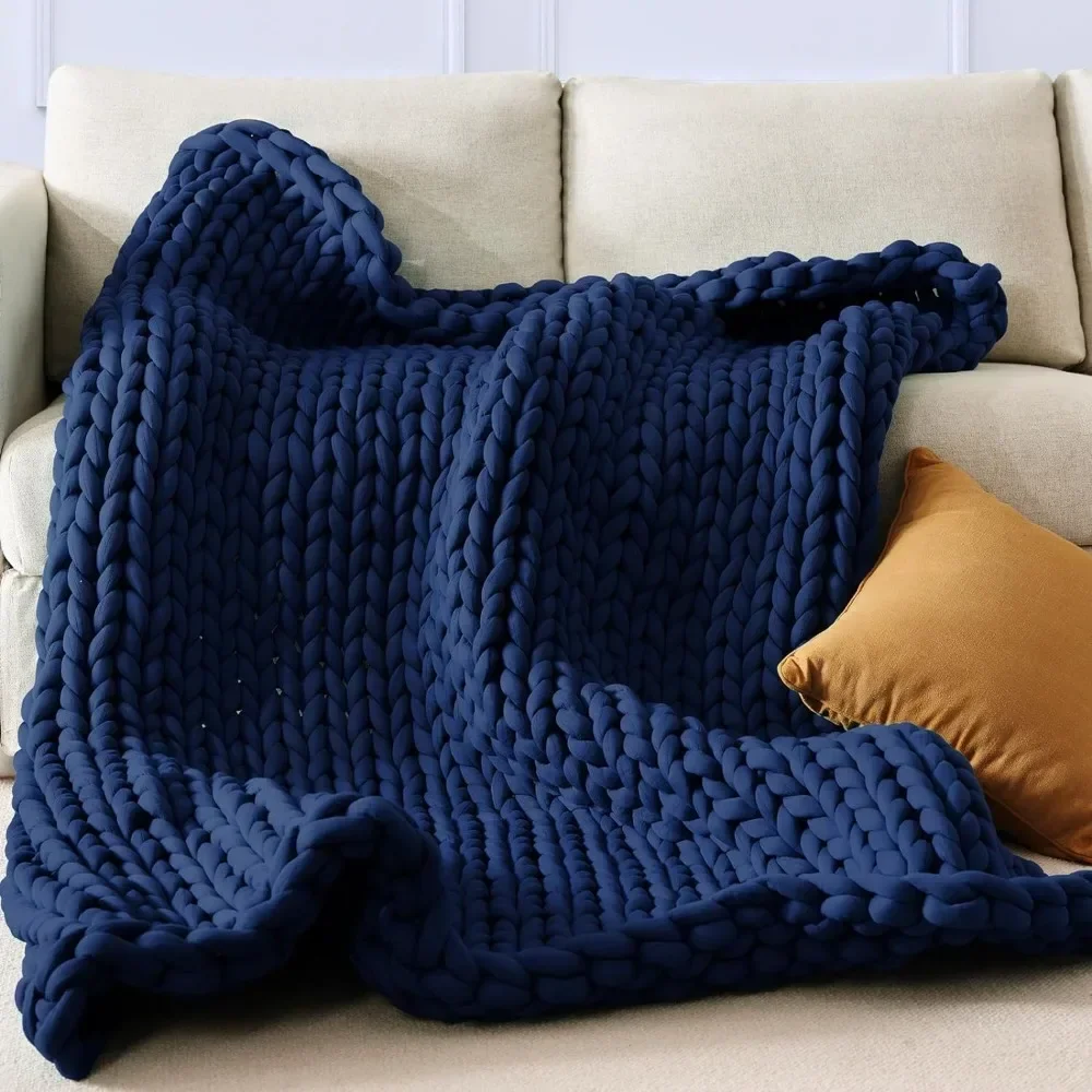 Winter Blanket 15lbs Chunky Knit Gravity Blanket 48 * 72 Sofa Blankets & Throws Machine Washable Blankets for Bed Durable Warm