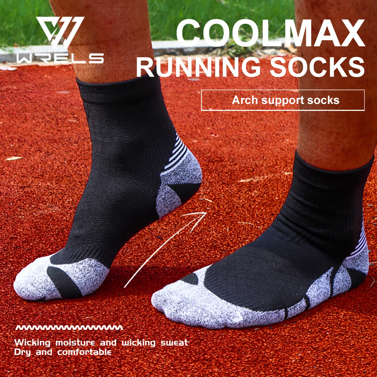 

WRELS COOLMAX Compression Socks Breathable Sport Training Running Recovery Cycling Travel Socks Men Women Elastic Soccer Socks